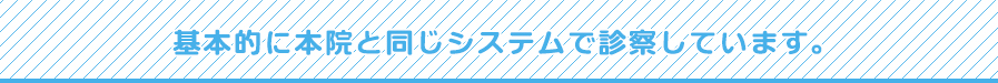 基本的に本院と同じシステムで診察しています。